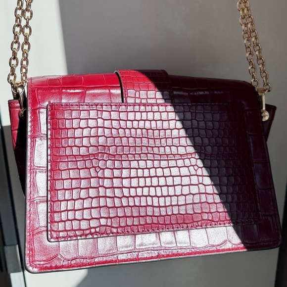 Michael Kors Embossed Gold Chain Leather Bag in Burgundy - Picture 5 of 17